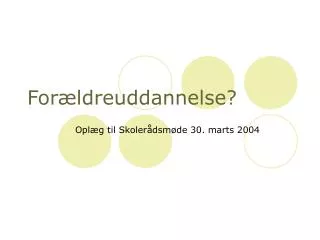 for ldreuddannelse