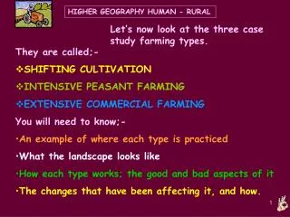 HIGHER GEOGRAPHY HUMAN - RURAL