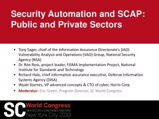 Security Automation and SCAP: Public and Private Sectors