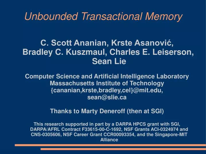 unbounded transactional memory