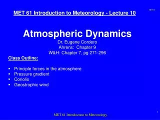 MET 61 Introduction to Meteorology - Lecture 10
