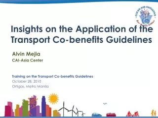 Insights on the Application of the Transport Co-benefits Guidelines