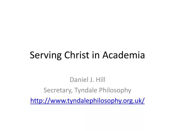 serving christ in academia