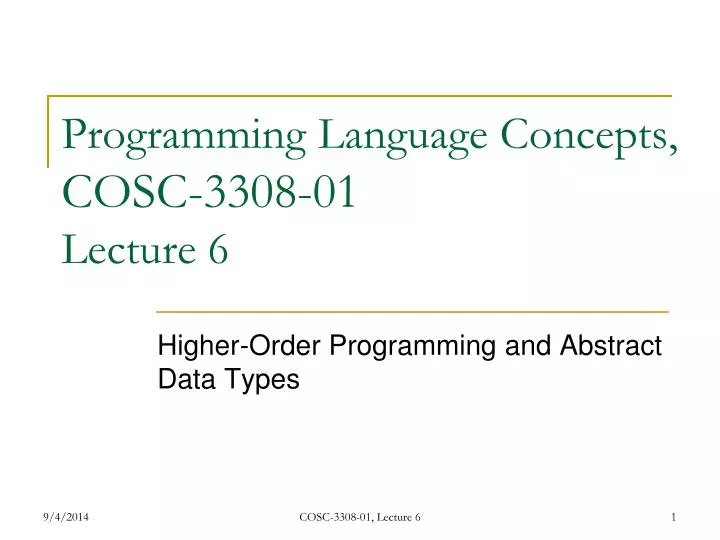 programming language concepts cosc 3308 01 lecture 6