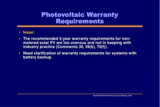 Photovoltaic Warranty Requirements