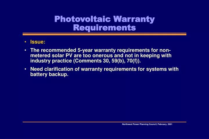 photovoltaic warranty requirements