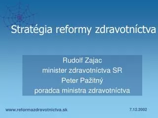 strat gia reformy zdravotn ctva