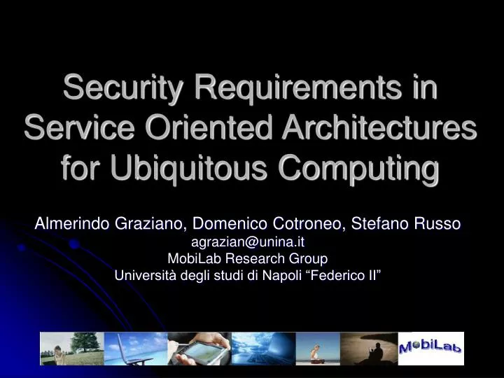security requirements in service oriented architectures for ubiquitous computing