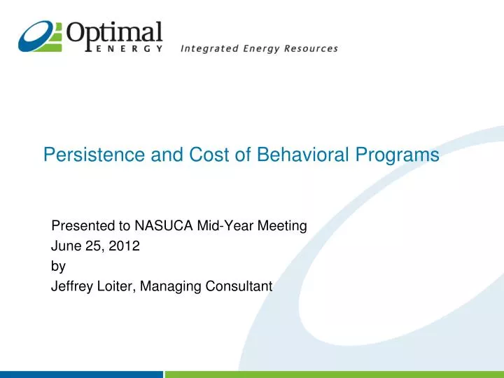 persistence and cost of behavioral programs