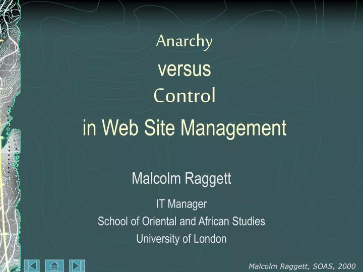anarchy versus control in web site management