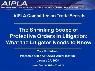 AIPLA Committee on Trade Secrets
