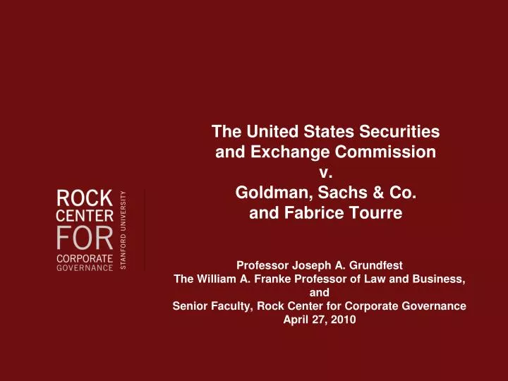 the united states securities and exchange commission v goldman sachs co and fabrice tourre