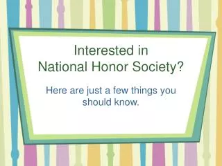 Interested in National Honor Society?