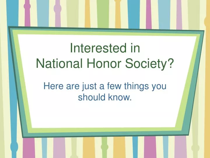interested in national honor society