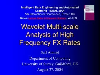 Wavelet Multi-scale Analysis of High Frequency FX Rates