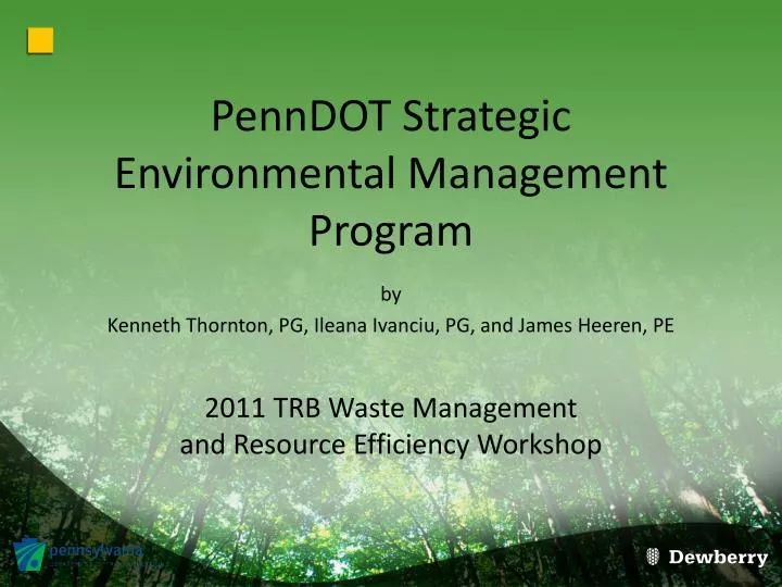penndot strategic environmental management program