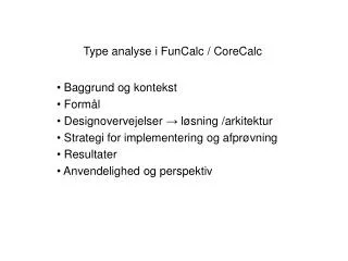type analyse i funcalc corecalc