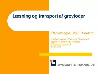 l sning og transport af grovfoder