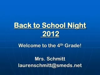Back to School Night 2012
