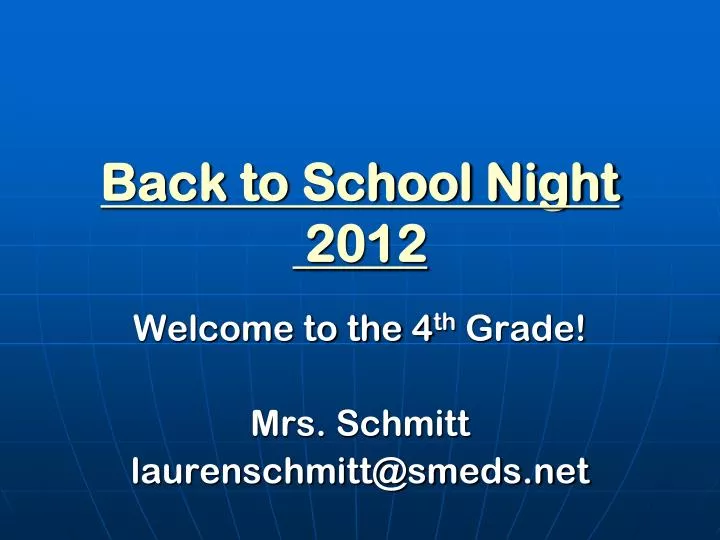 back to school night 2012