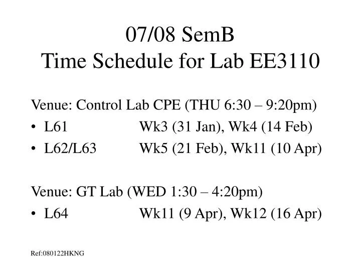 07 08 semb time schedule for lab ee3110