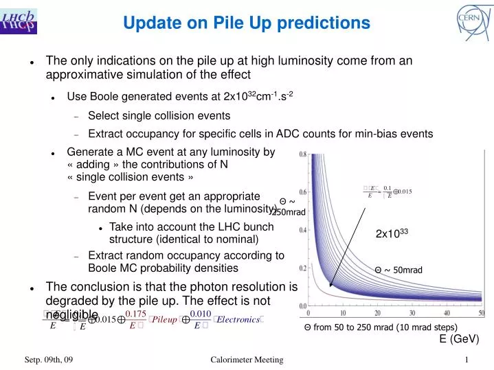 update on pile up predictions