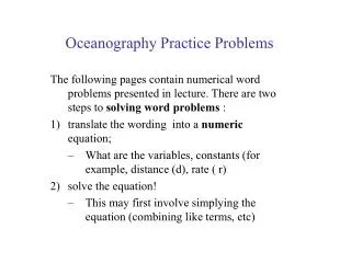 Oceanography Practice Problems