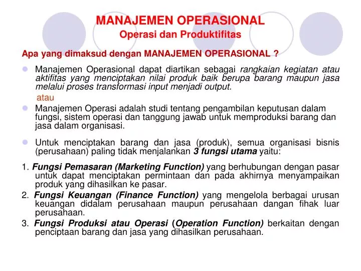 manajemen operasional operasi dan produktifitas