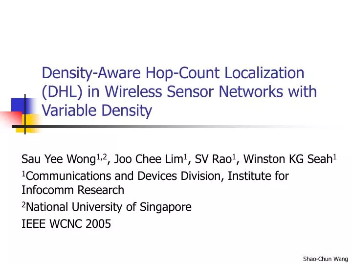 density aware hop count localization dhl in wireless sensor networks with variable density