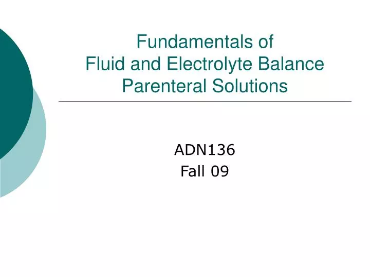 fundamentals of fluid and electrolyte balance parenteral solutions