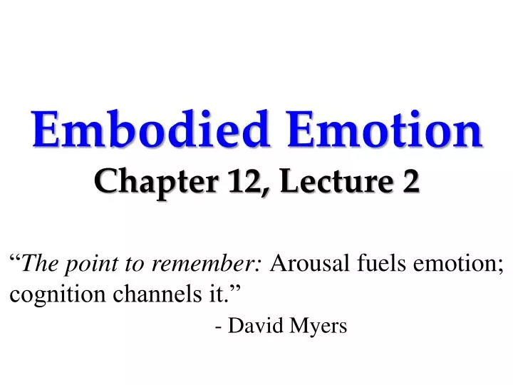 embodied emotion chapter 12 lecture 2