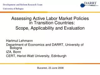 Assessing Active Labor Market Policies in Transition Countries:
