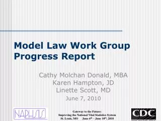 Model Law Work Group Progress Report