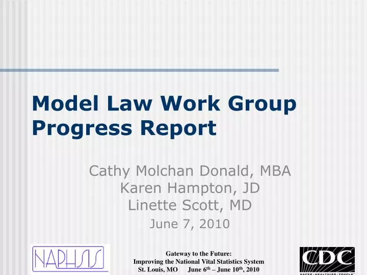model law work group progress report