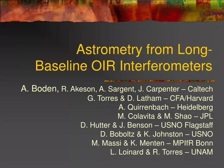 astrometry from long baseline oir interferometers