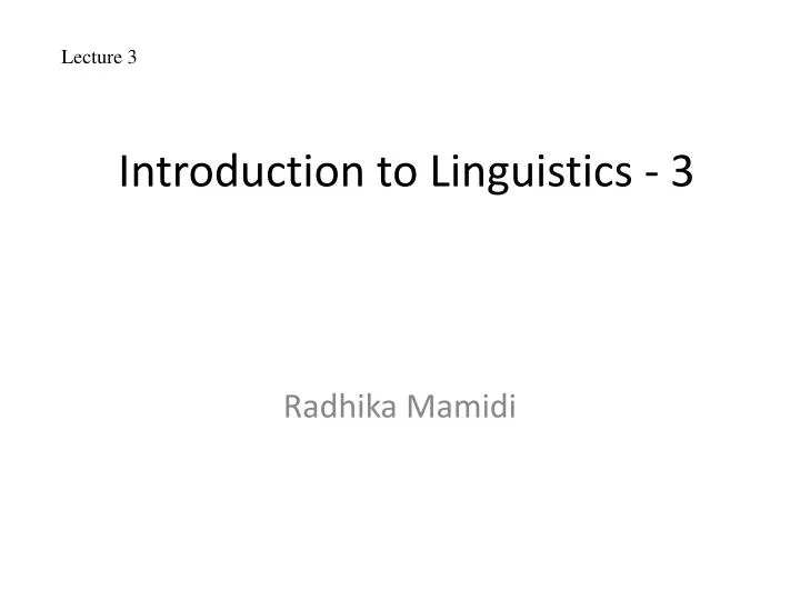 introduction to linguistics 3