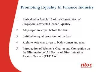 Promoting Equality In Finance Industry