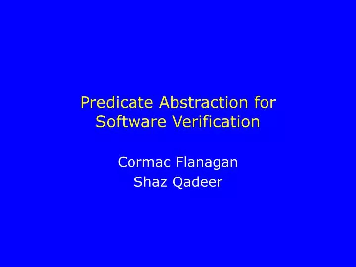predicate abstraction for software verification