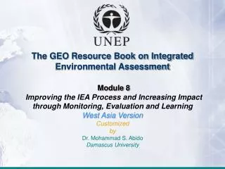 The GEO Resource Book on Integrated Environmental Assessment Module 8