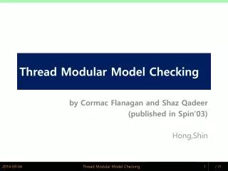 Thread Modular Model Checking