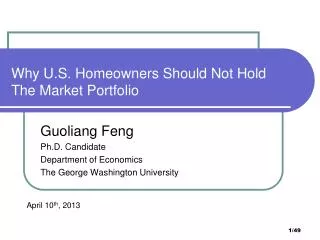 Why U.S. Homeowners Should Not Hold The Market Portfolio
