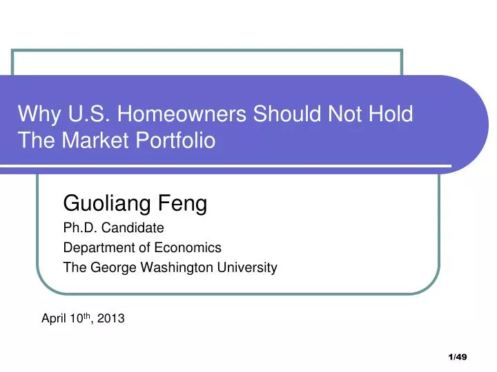 why u s homeowners should not hold the market portfolio