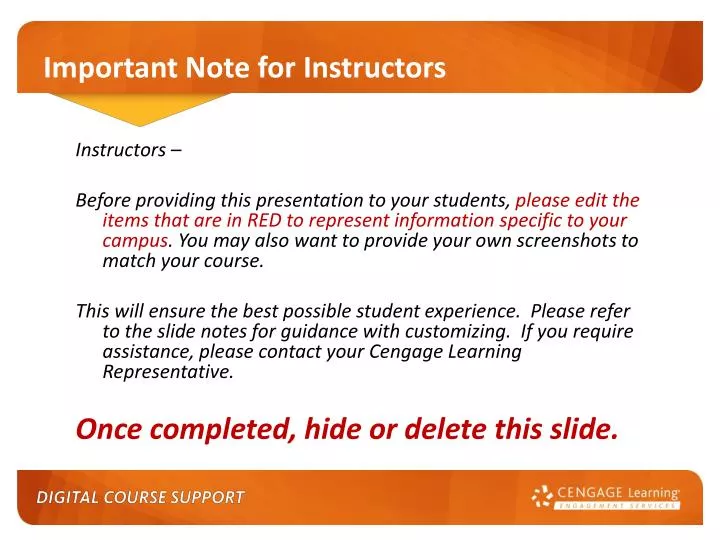 important note for instructors