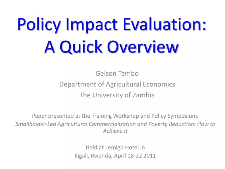 policy impact evaluation a quick overview