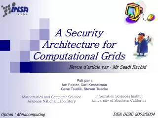 a security architecture for computational grids
