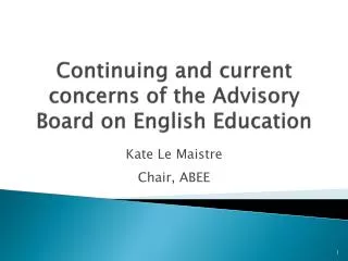 Continuing and current concerns of the Advisory Board on English Education