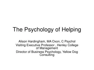 The Psychology of Helping