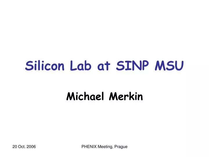silicon lab at sinp msu