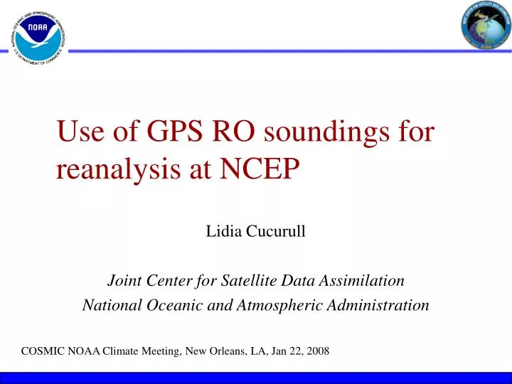 use of gps ro soundings for reanalysis at ncep