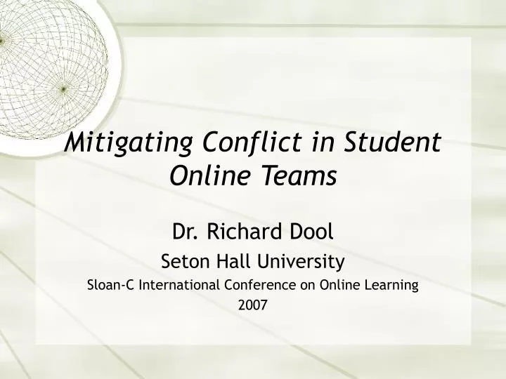 mitigating conflict in student online teams
